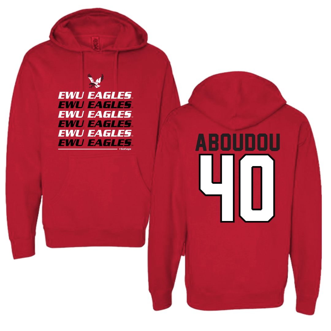 Eastern Washington University Football Red General Hoodie - #40 Amdane Aboudou