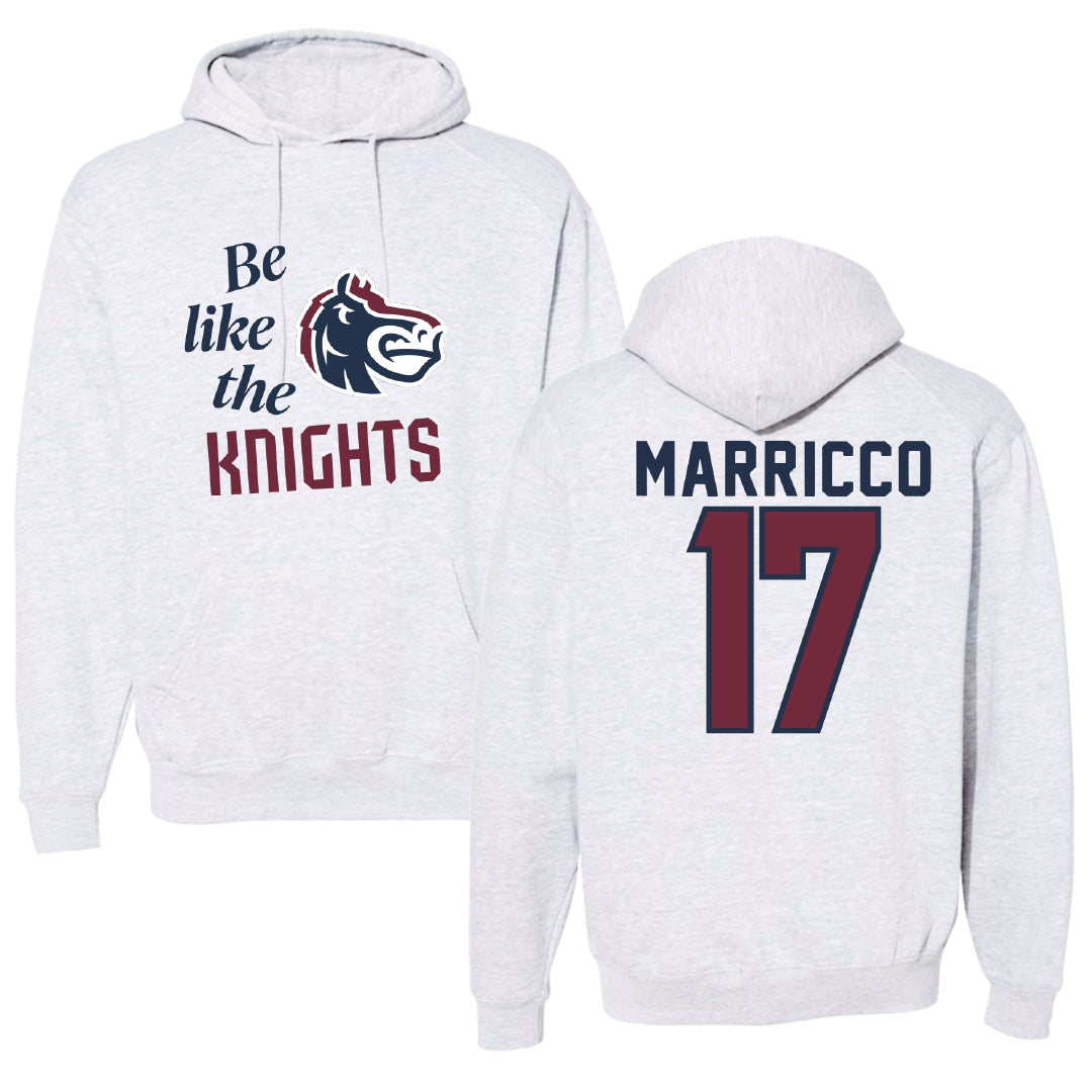 Fairleigh Dickinson University-Metropolitan Campus Soccer Light Gray Be Like Us Hoodie - #17 Madeline Marricco