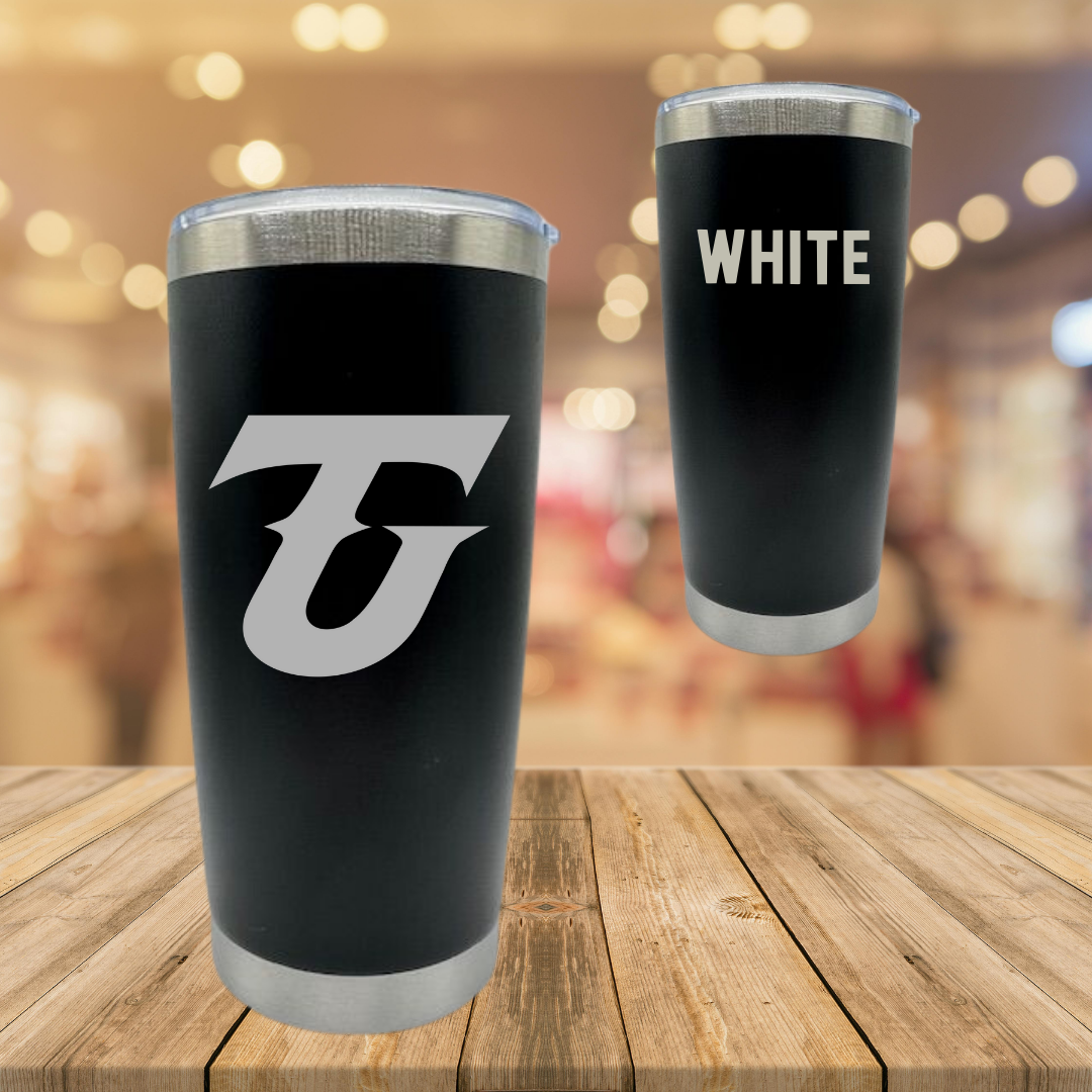 Tiffin University TF and XC Black Stainless Steel Tumbler - Jaylen White
