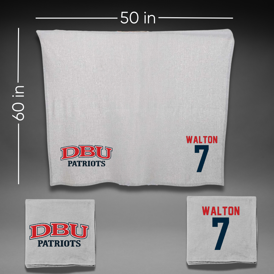 Dallas Baptist University Volleyball Gray Blanket - #7 Aryn Walton