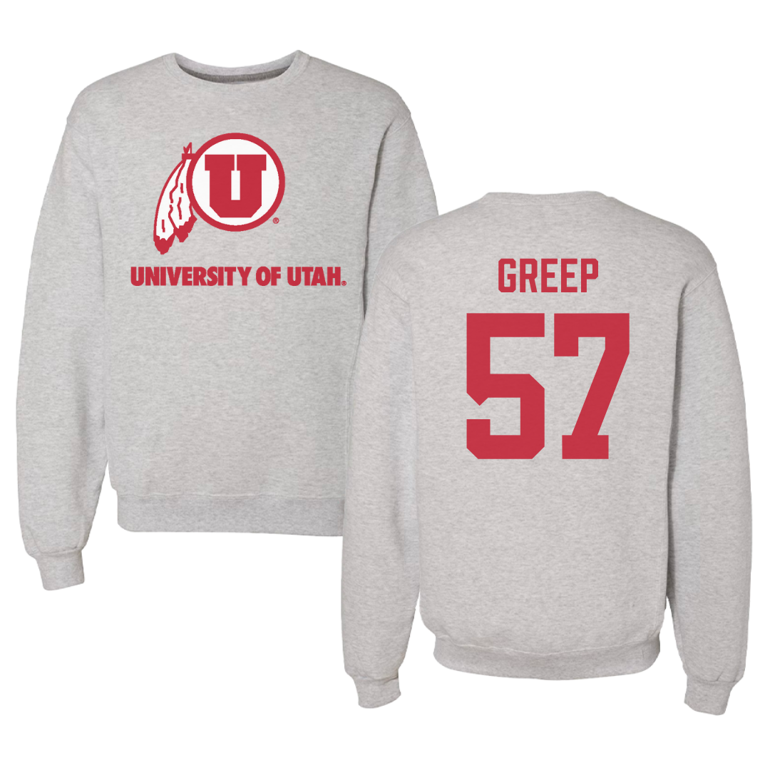 University of Utah Football Gray Crewneck - #57 JT Greep