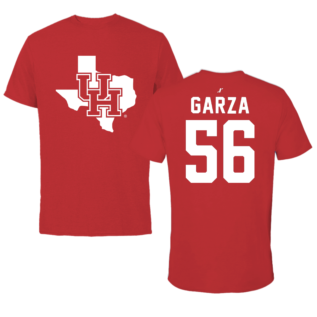 University of Houston Football Red State Tee - #56 Jacob Garza
