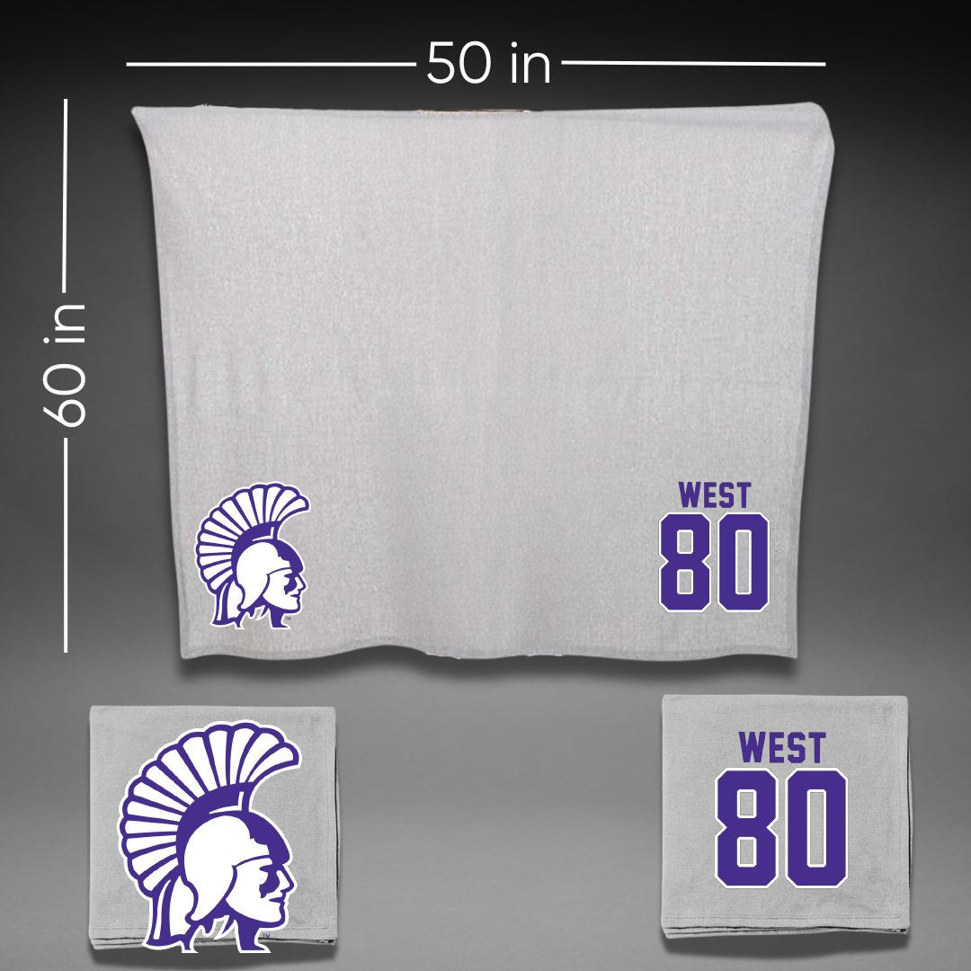 Winona State University Football Gray Blanket - #80 Jaylen West