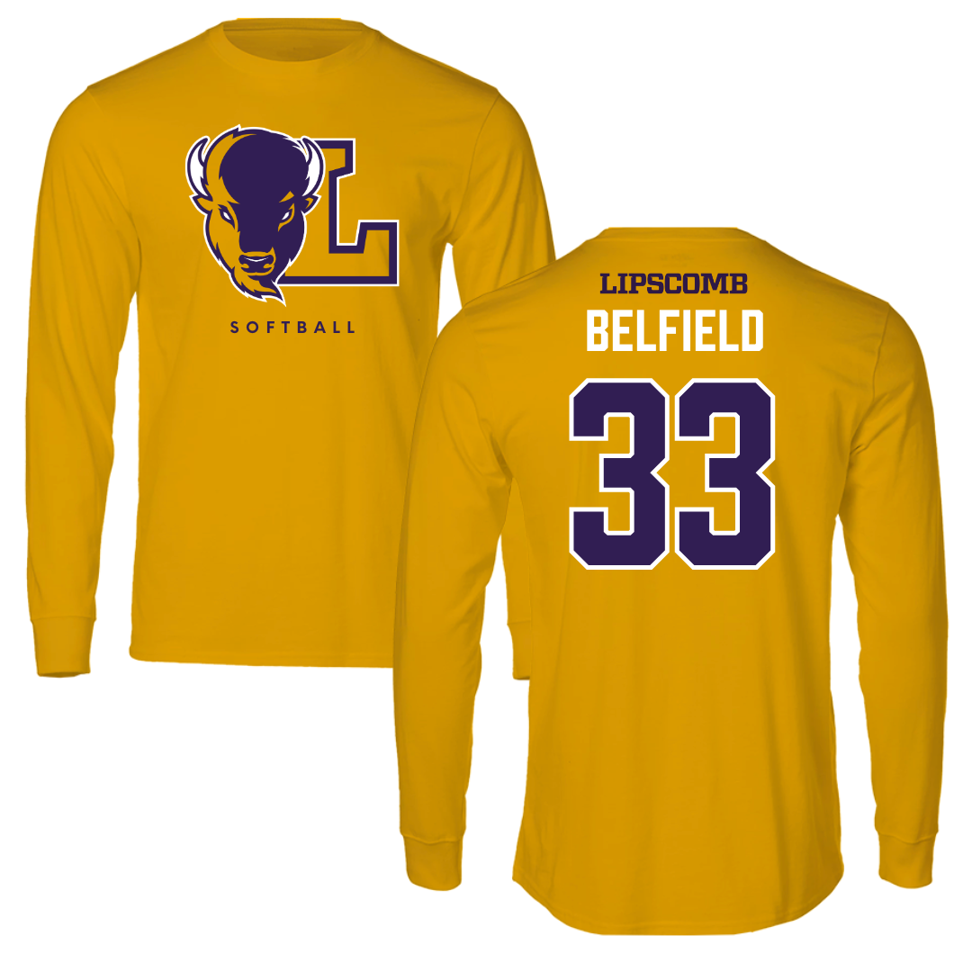 Lipscomb University Softball Gold Performance Long Sleeve - #33 Kaylyn Belfield