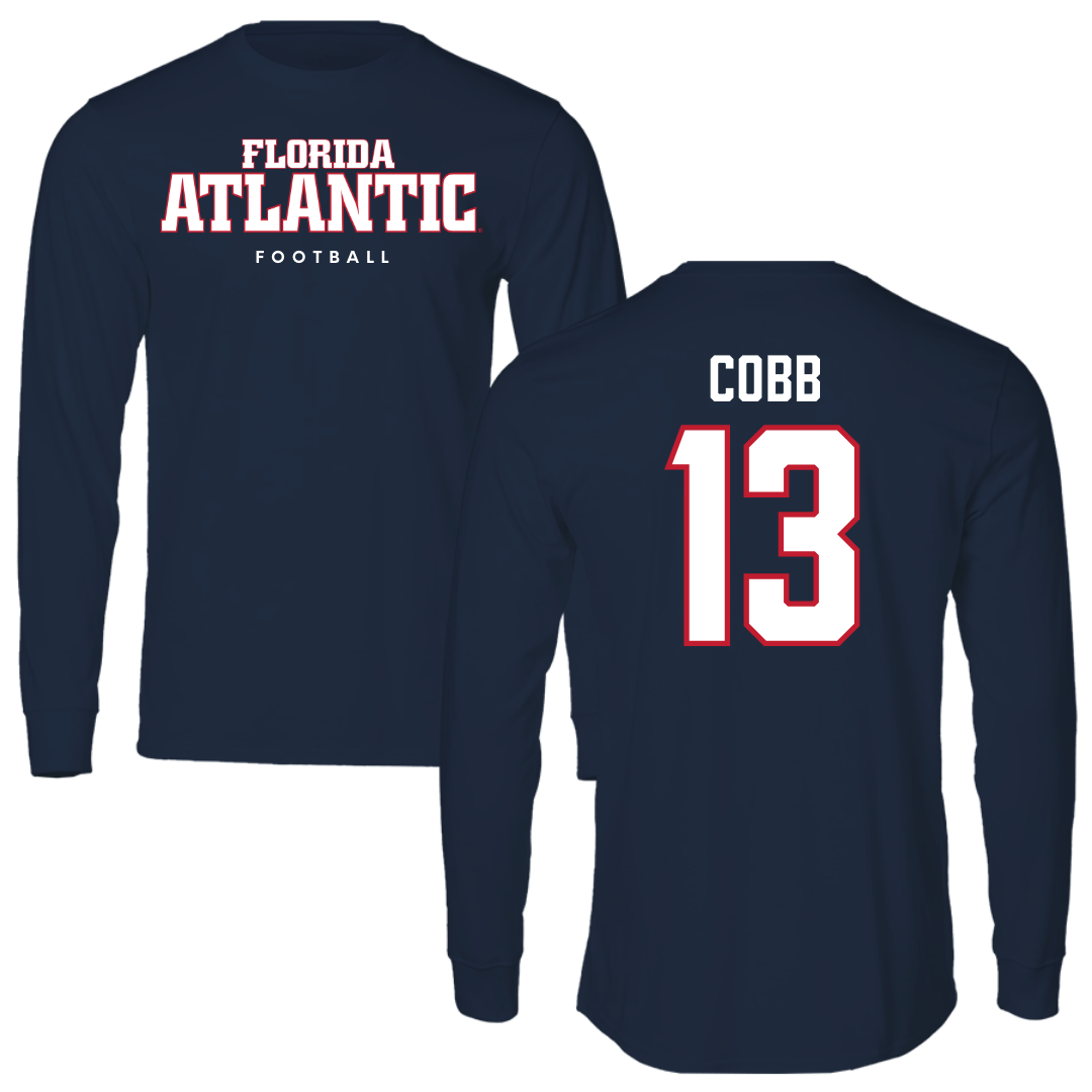 Florida Atlantic University Football Navy Block Long Sleeve - #13 A'ceon Cobb