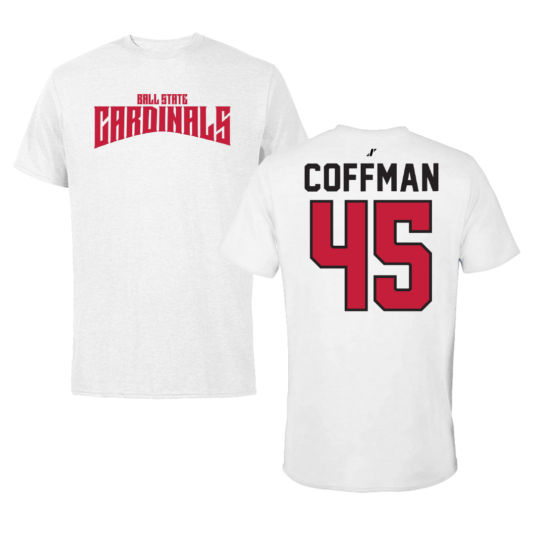 Ball State University Baseball White Classic Performance Tee - #45 Owen Coffman