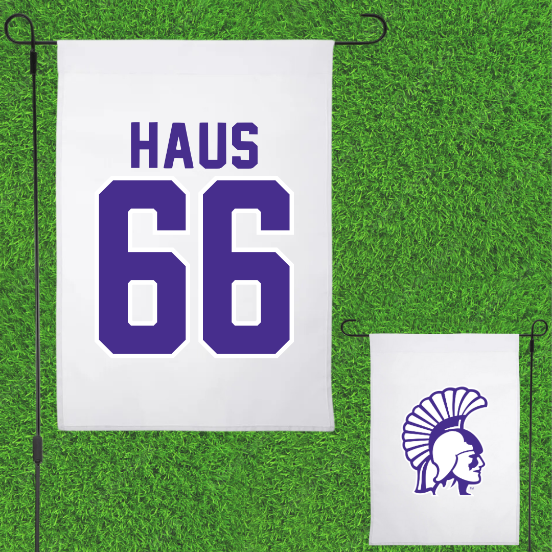 Winona State University Football White Garden Flag - #66 Blake Haus