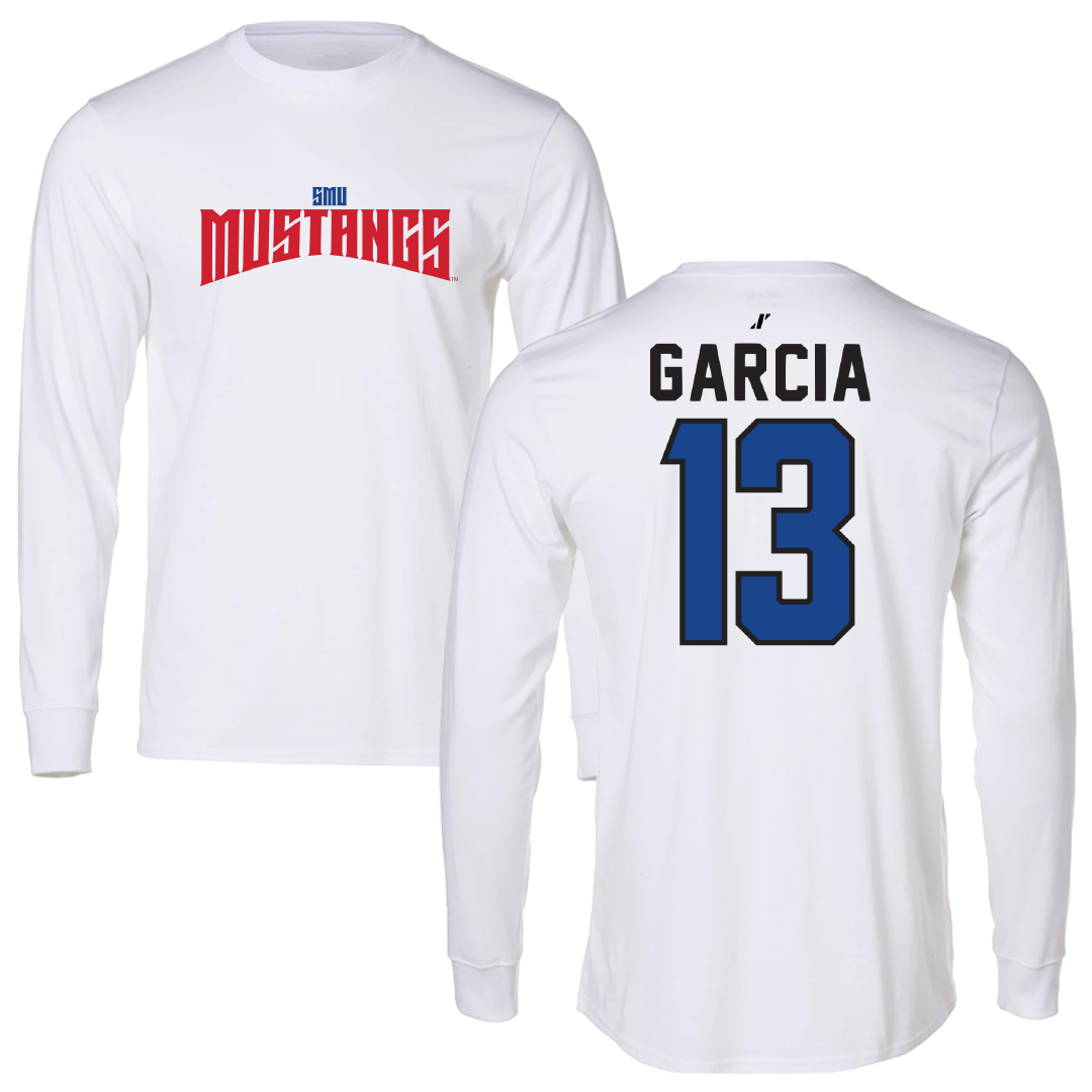 Southern Methodist University Soccer White Classic Performance Long Sleeve - #13 Richie Garcia