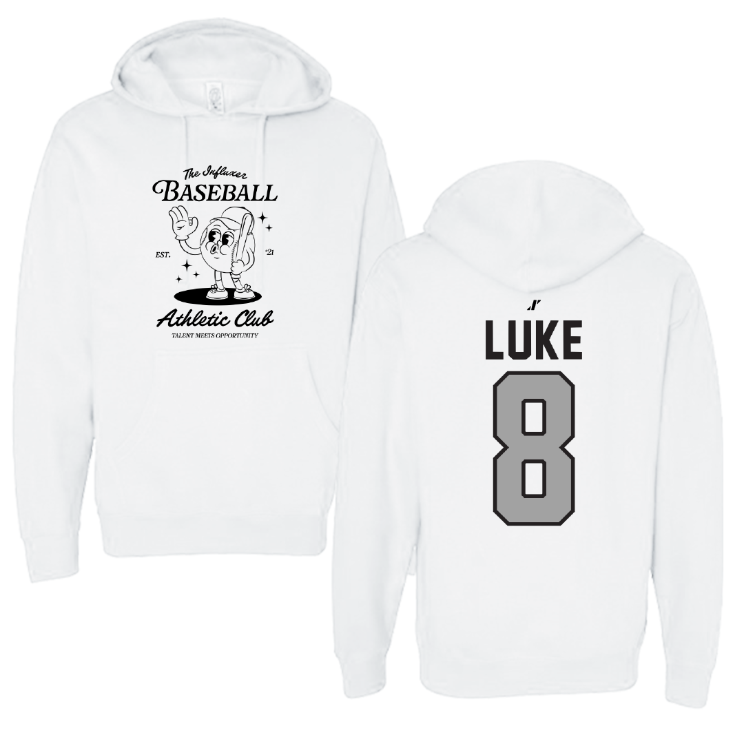 Baseball White Influxer Athletic Club Hoodie - #8 Haden Luke
