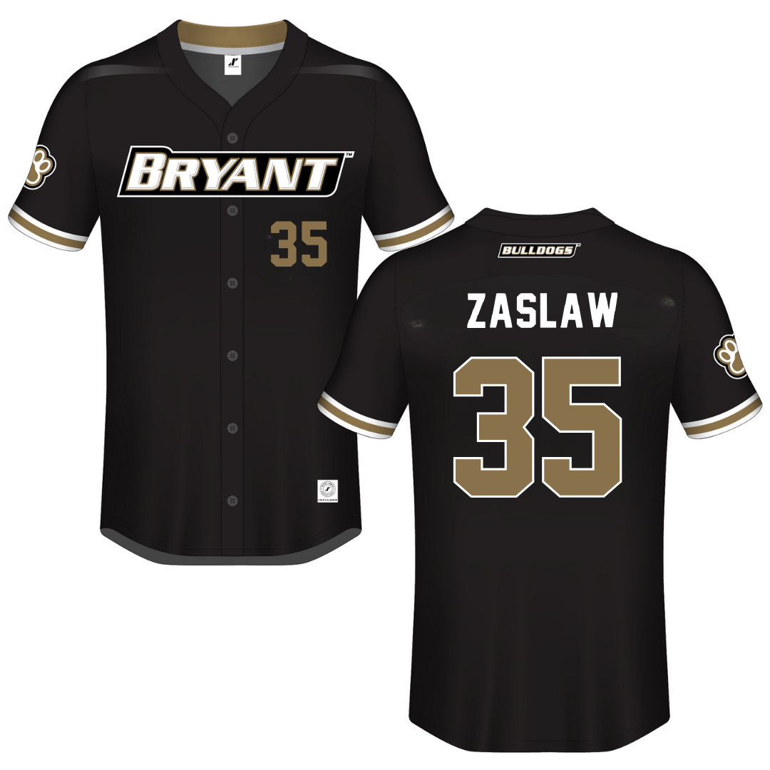 Bryant University Black Button-Down Jersey - #35 Sean Zaslaw