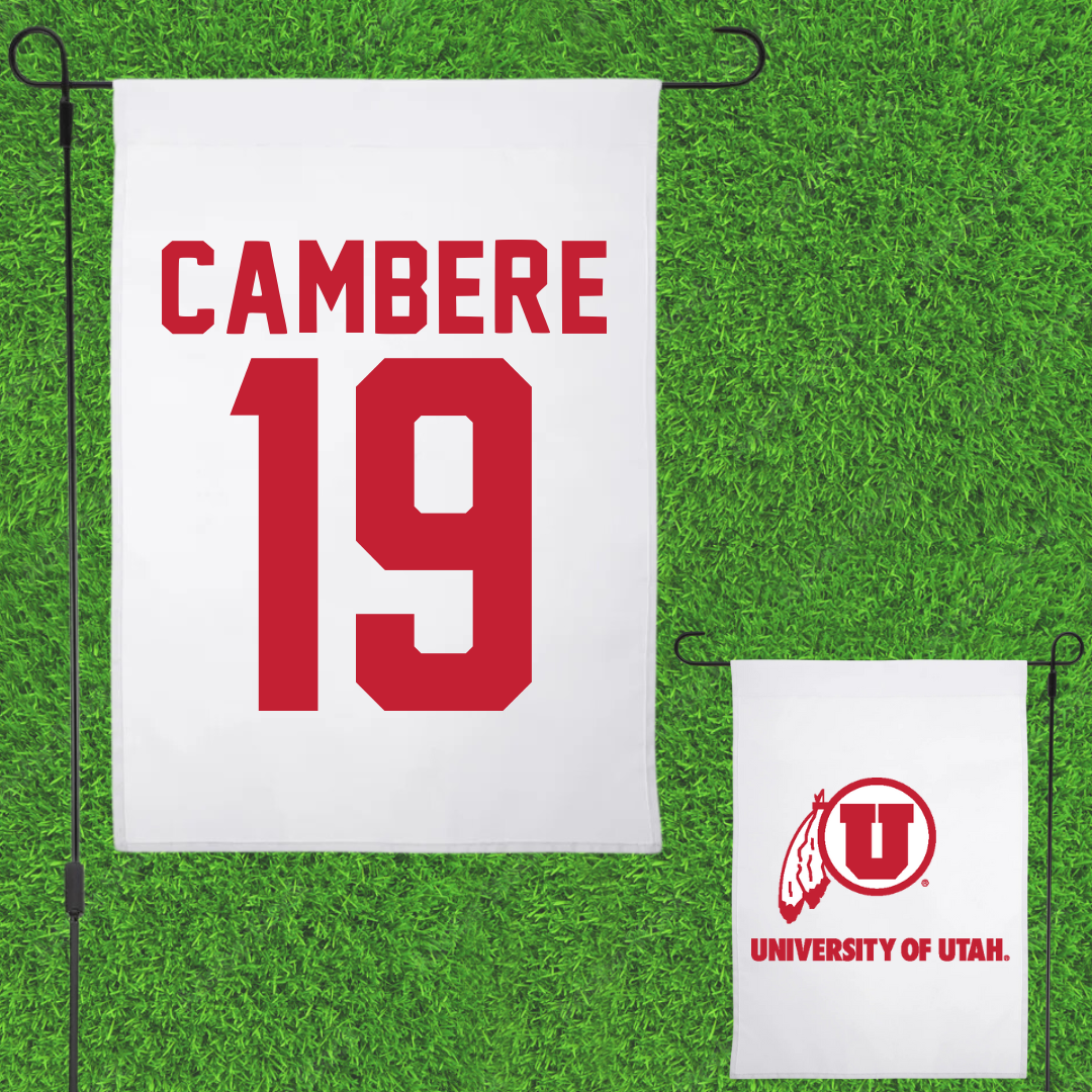 University of Utah Lacrosse White Garden Flag - #19 Sammy Cambere