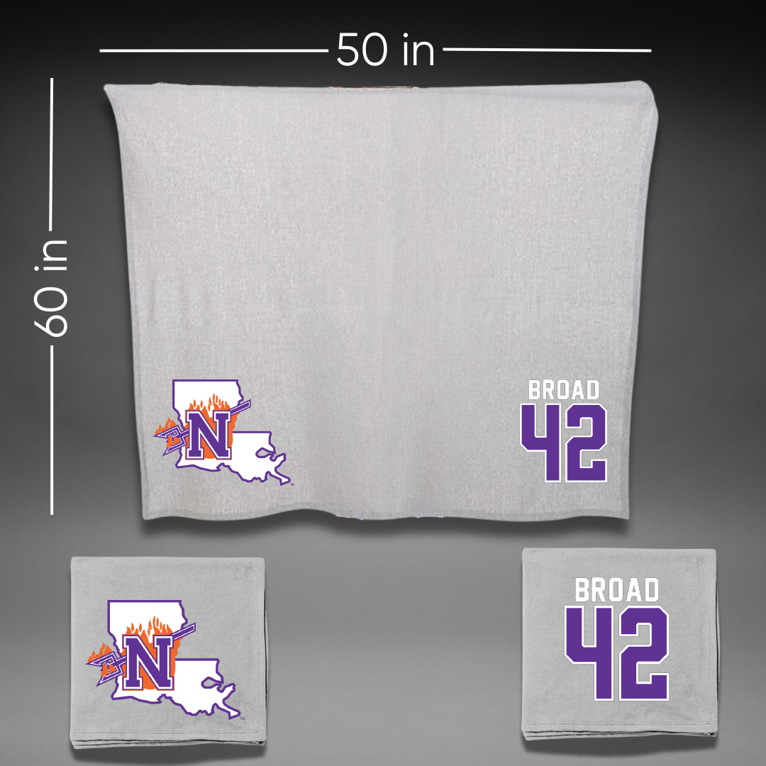 Northwestern State University Football Gray Blanket - #42 Matthew Broad