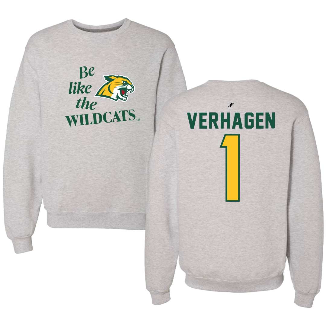 Northern Michigan University Basketball Light Gray Be Like Us Crewneck - #1 Casey Verhagen