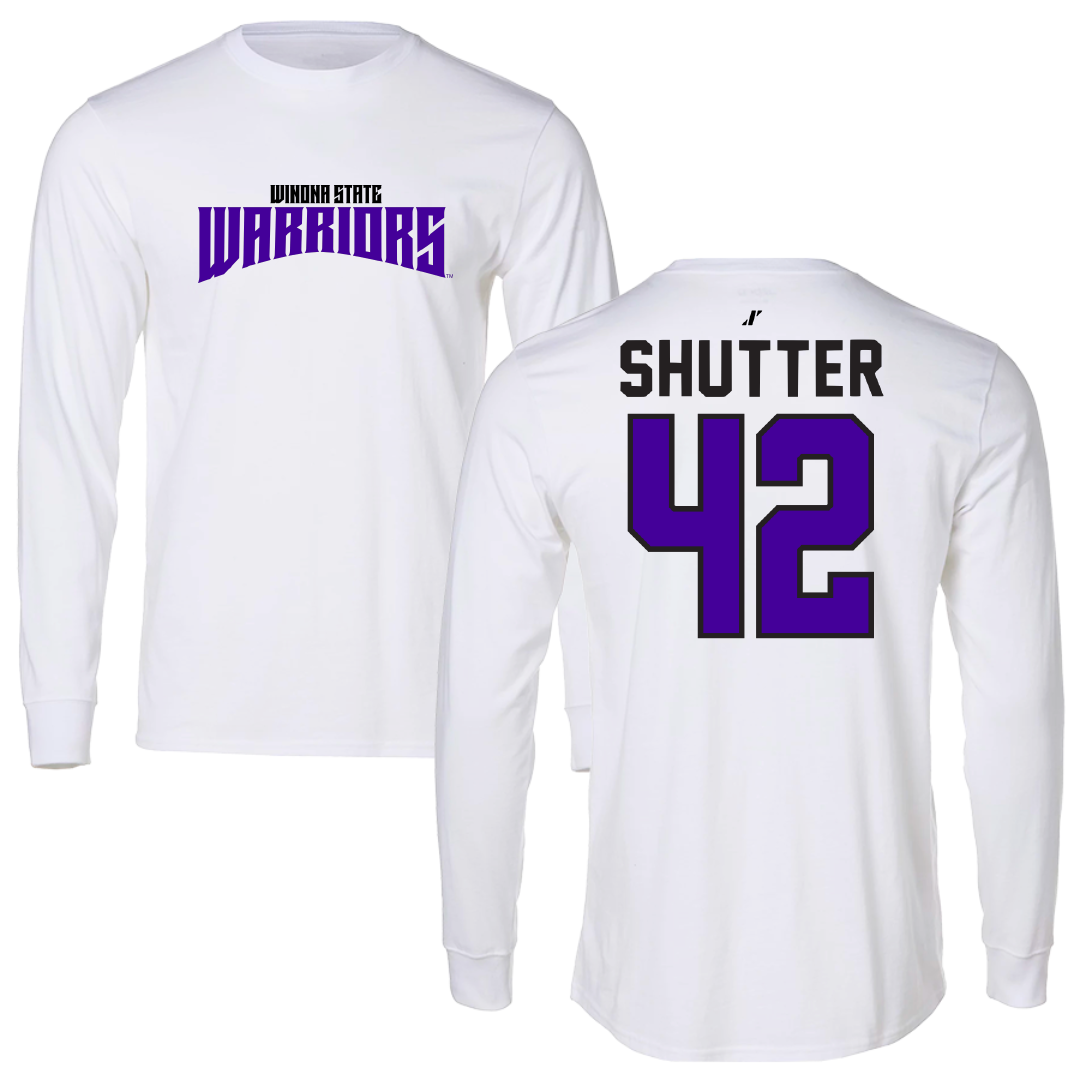 Winona State University Football White Classic Long Sleeve - #42 Sam Shutter