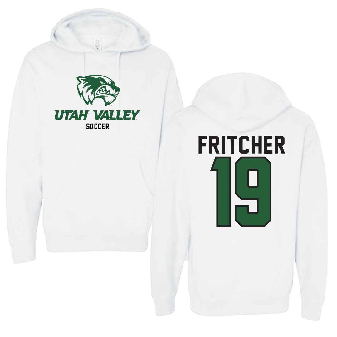 Utah Valley University Soccer White Classic Hoodie - #19 Alex Fritcher