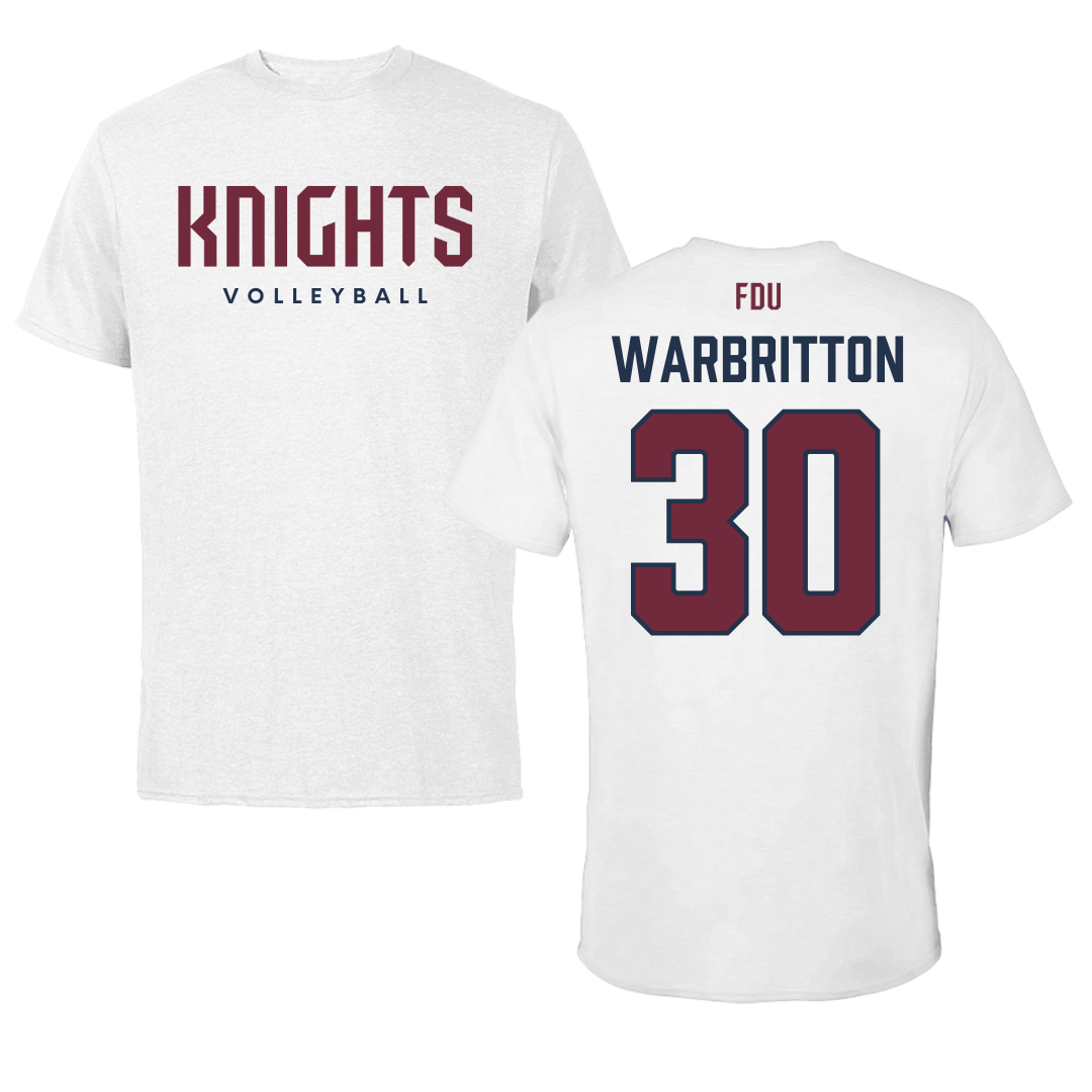 Fairleigh Dickinson University-Metropolitan Campus Volleyball White Tee - #30 Kinsley Warbritton