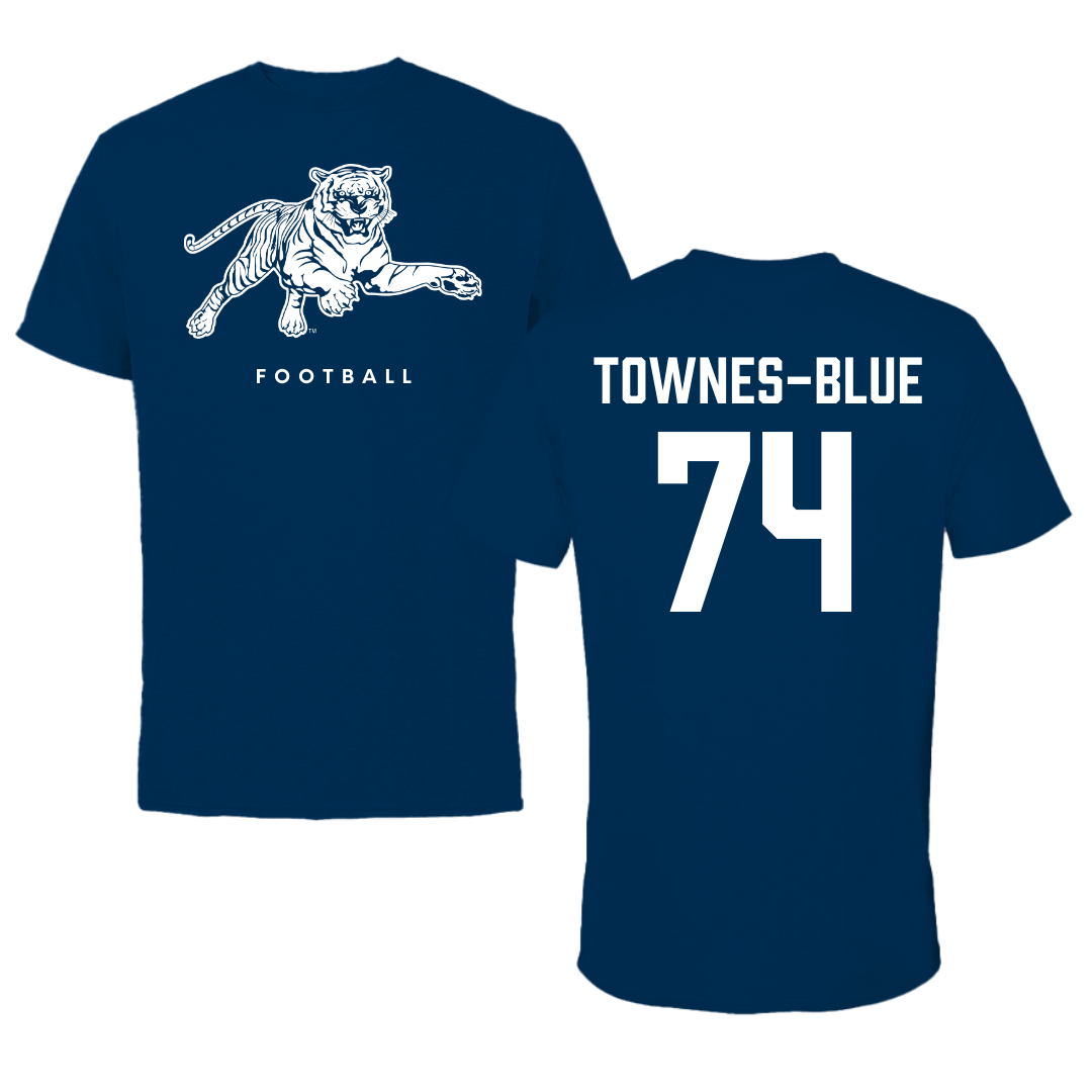 Jackson State University Football Navy Tee - #74 D’Andre Townes-Blue