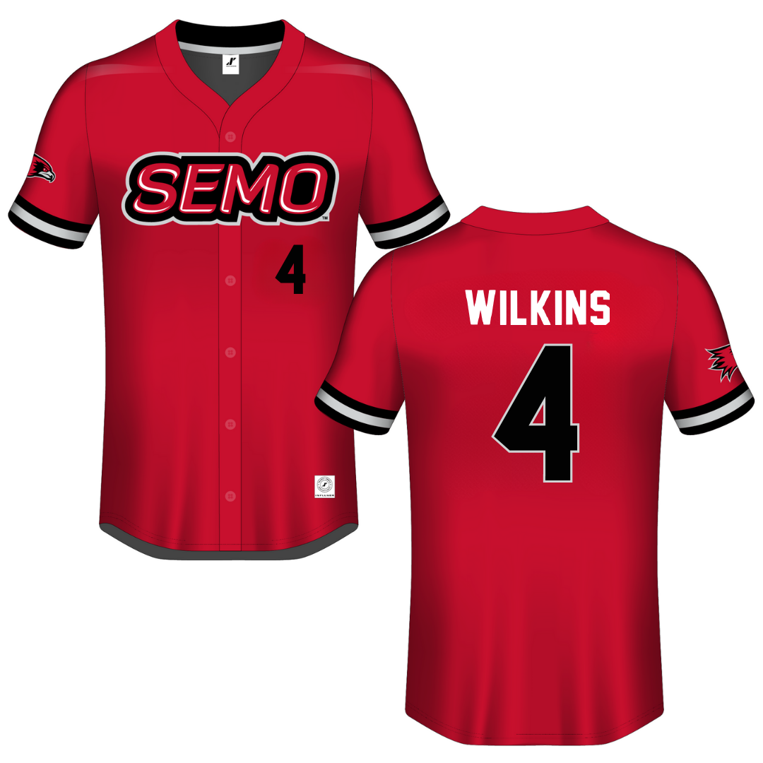 Southeast Missouri State University Red Button-Down Jersey - #4 Kinley Wilkins