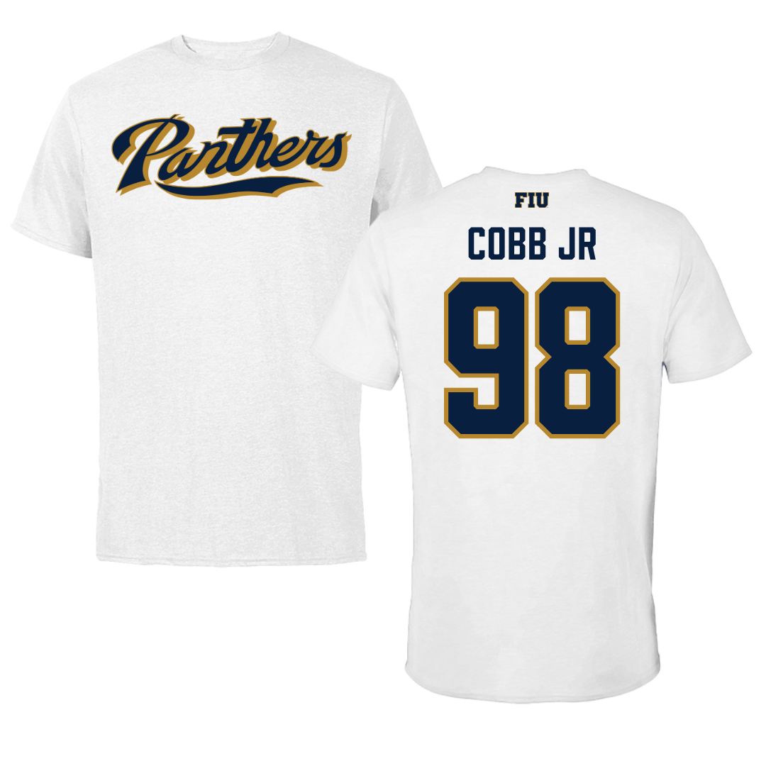 Florida International University Football White Tee - #98 Antoine Cobb Jr