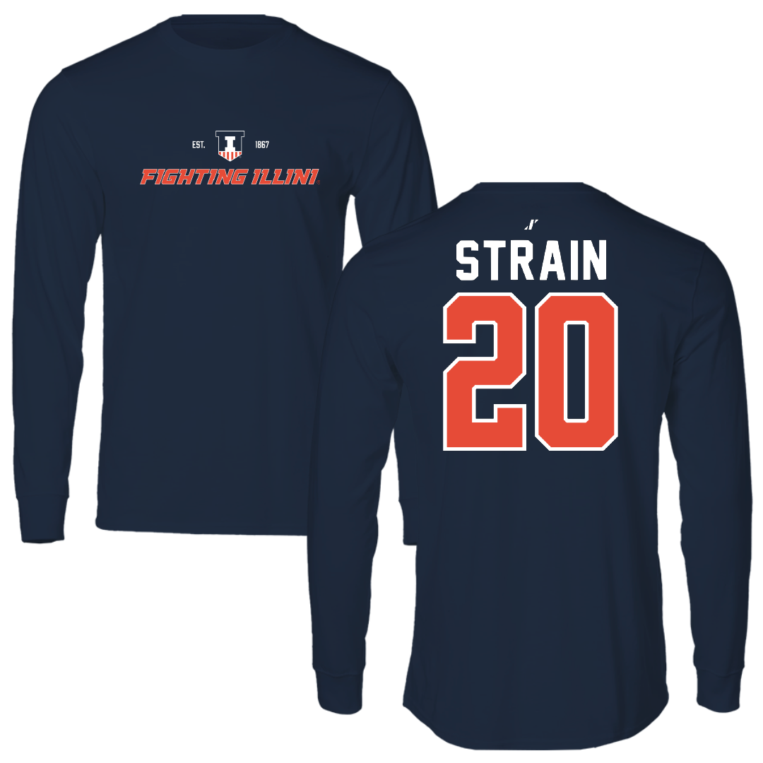 University of Illinois Football Navy General Long Sleeve - #20 Tyler Strain