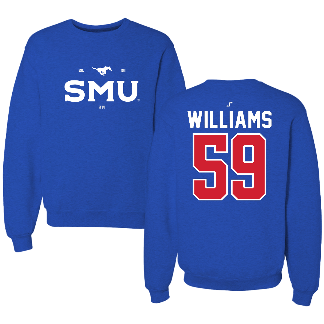Southern Methodist University Football Blue General Crewneck - #59 PJ Williams