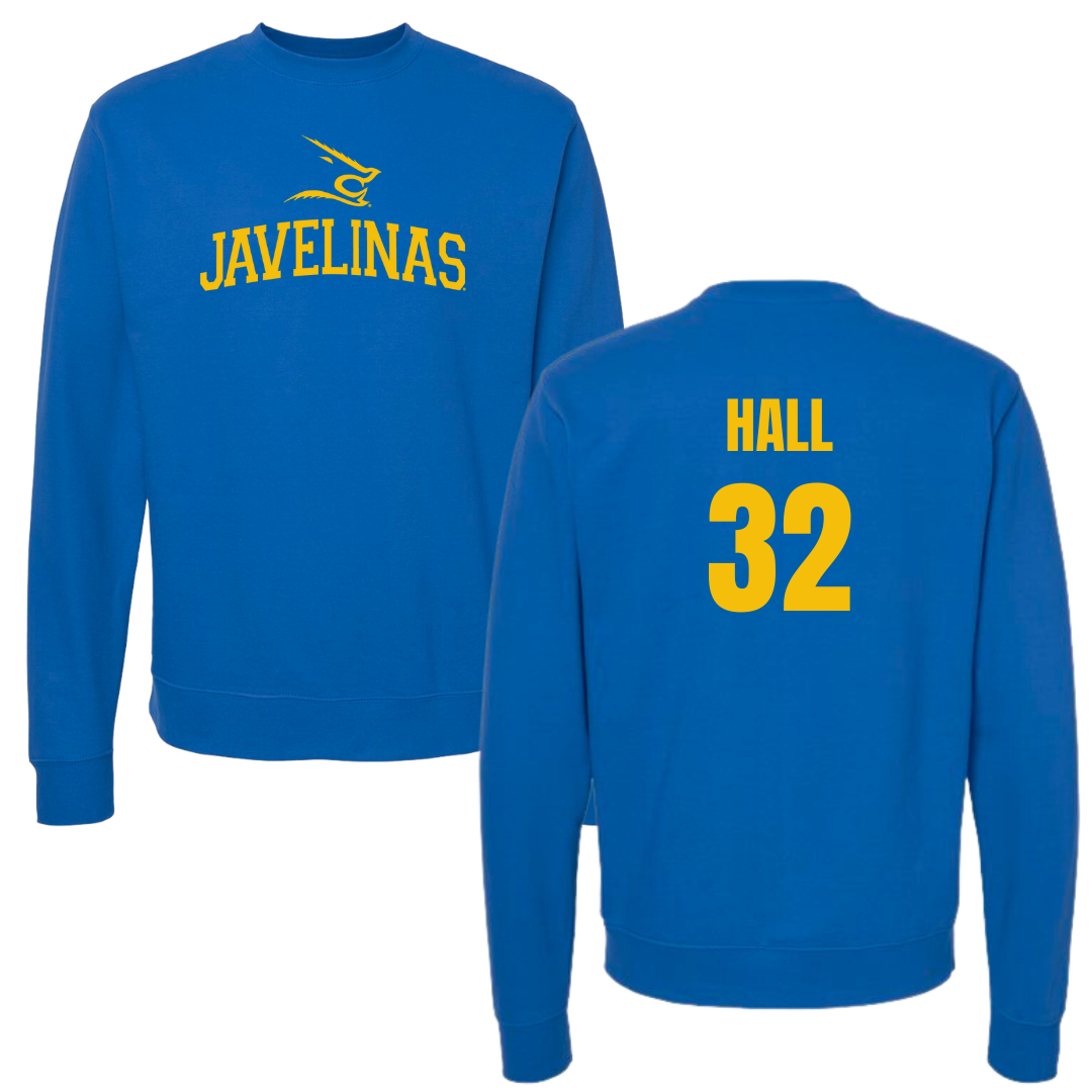 Texas A&M University-Kingsville Basketball Blue Crewneck - #32 Jarin Hall
