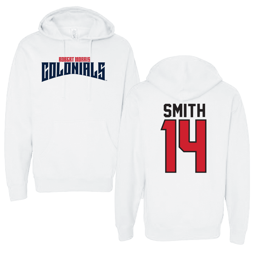 Robert Morris University Football White Classic Hoodie - #14 Zin'tayvious Smith