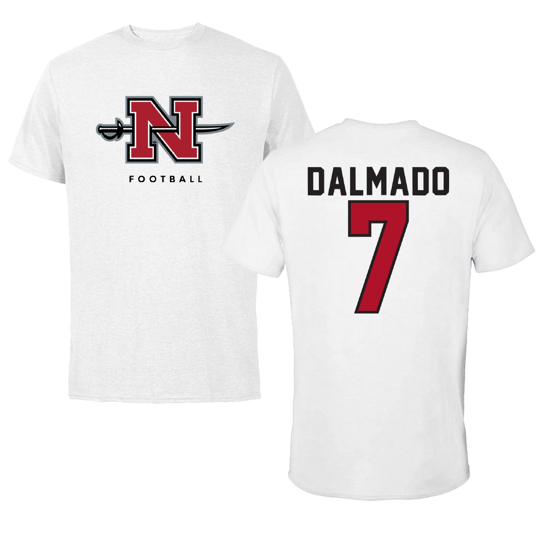 Nicholls State University Football White Tee - #7 Jake Dalmado