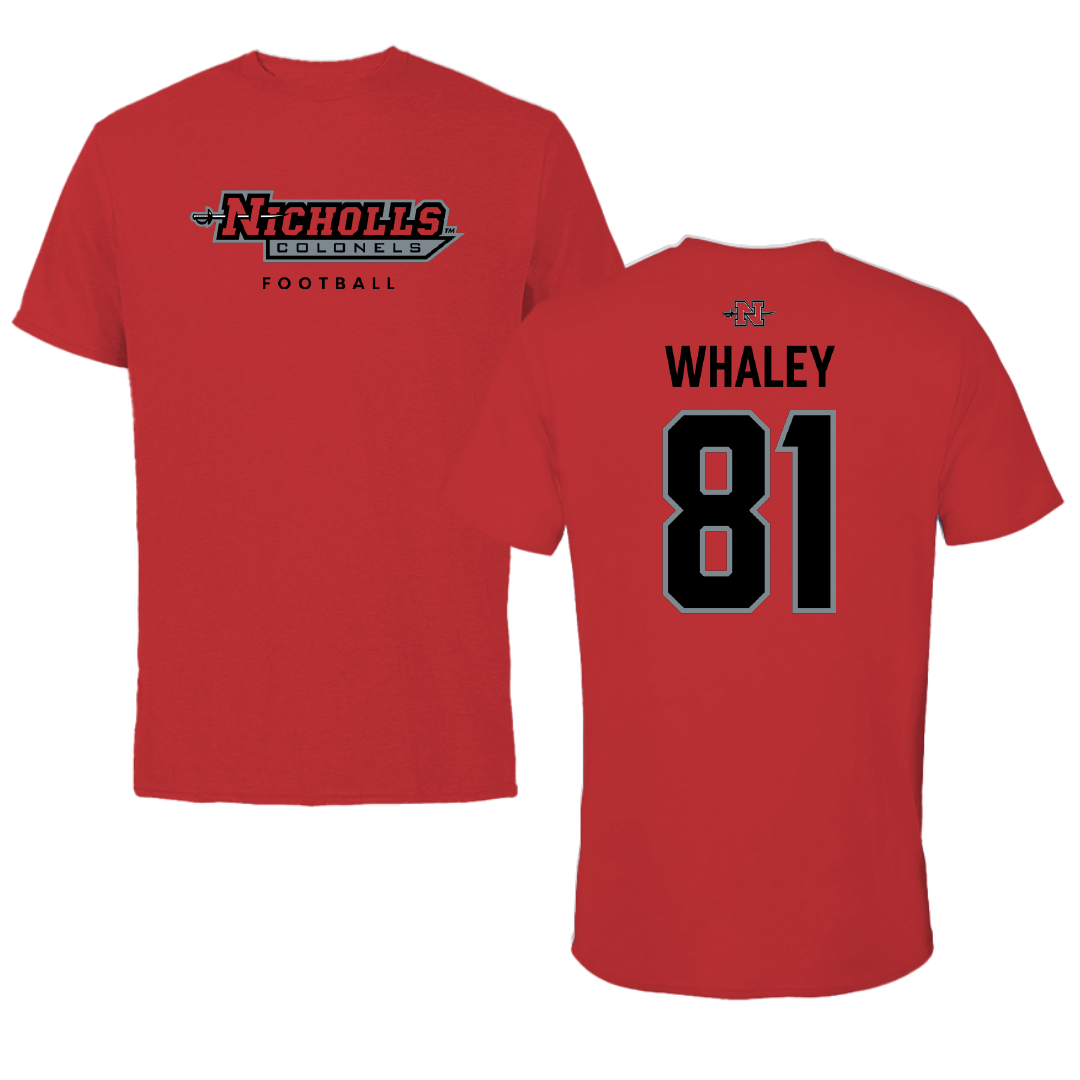 Nicholls State University Football Red Performance Tee - #81 Treylin Whaley