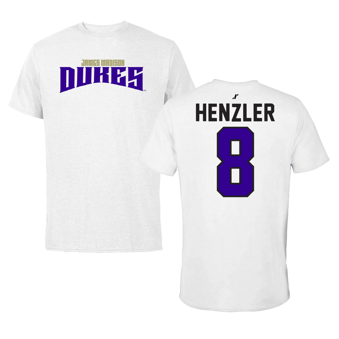 James Madison University Softball White Classic Performance Tee - #8 Bella Henzler