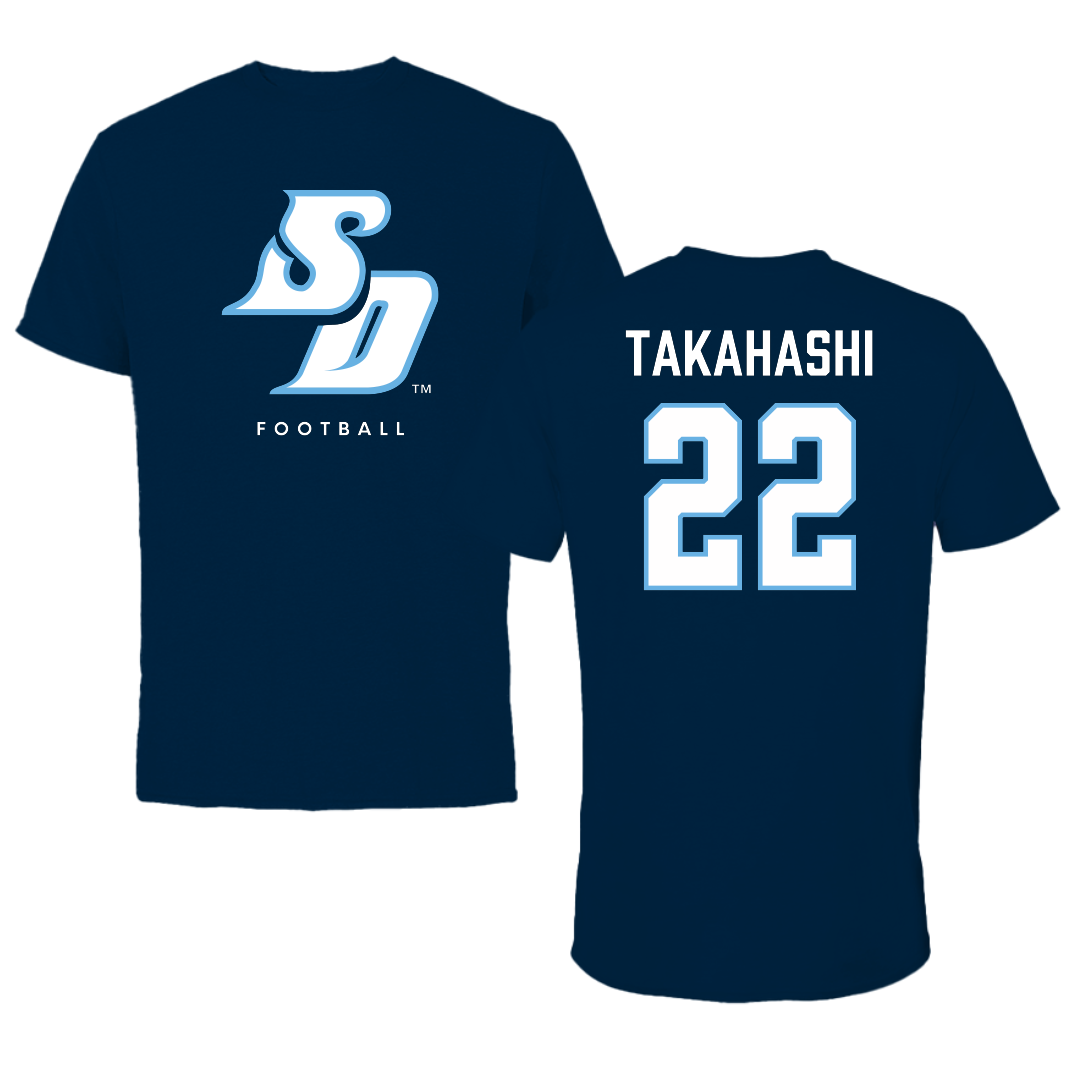 University of San Diego Football Navy Tee - #22 Yosei Takahashi