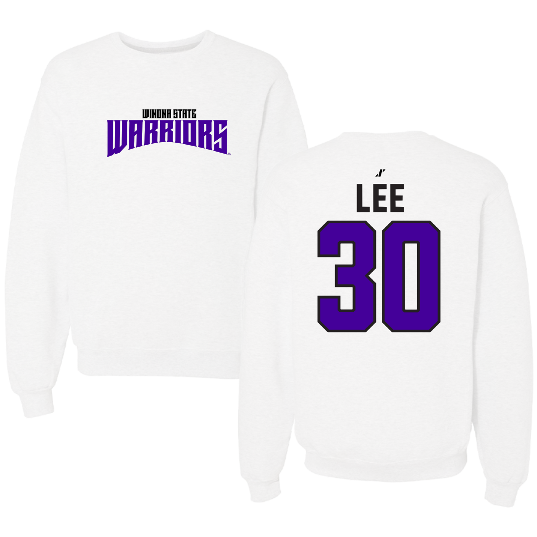 Winona State University Baseball White Classic Crewneck - #30 Peyton Lee