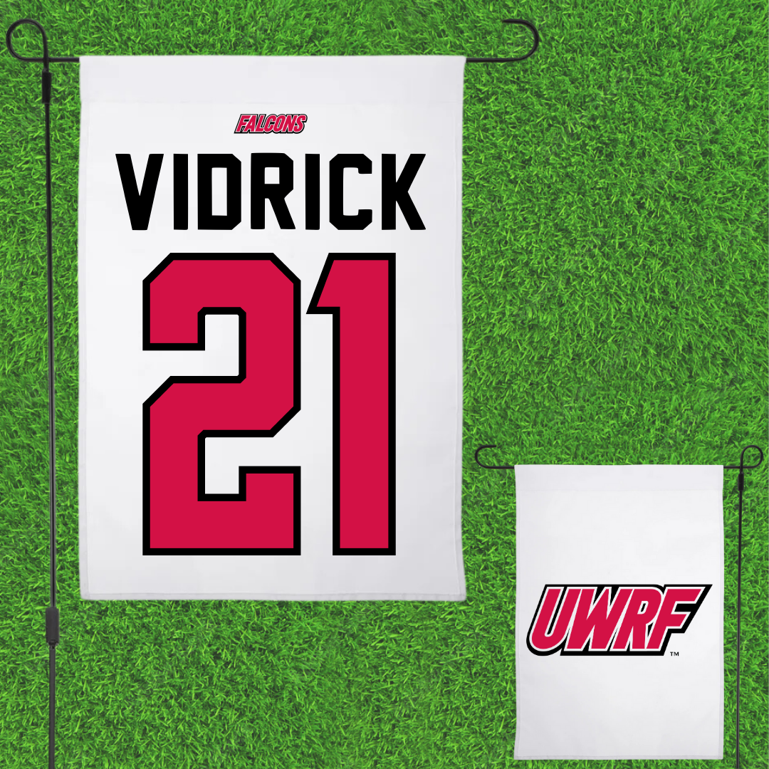 University of Wisconsin-River Falls Ice Hockey White Garden Flag - #21 Anthony Vidrick