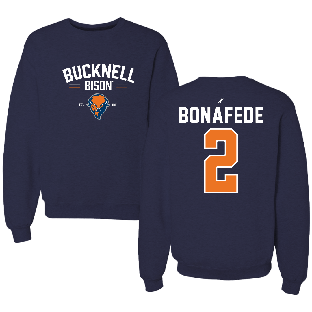 Bucknell University Lacrosse Navy General Crewneck - #2 Benjamin Bonafede