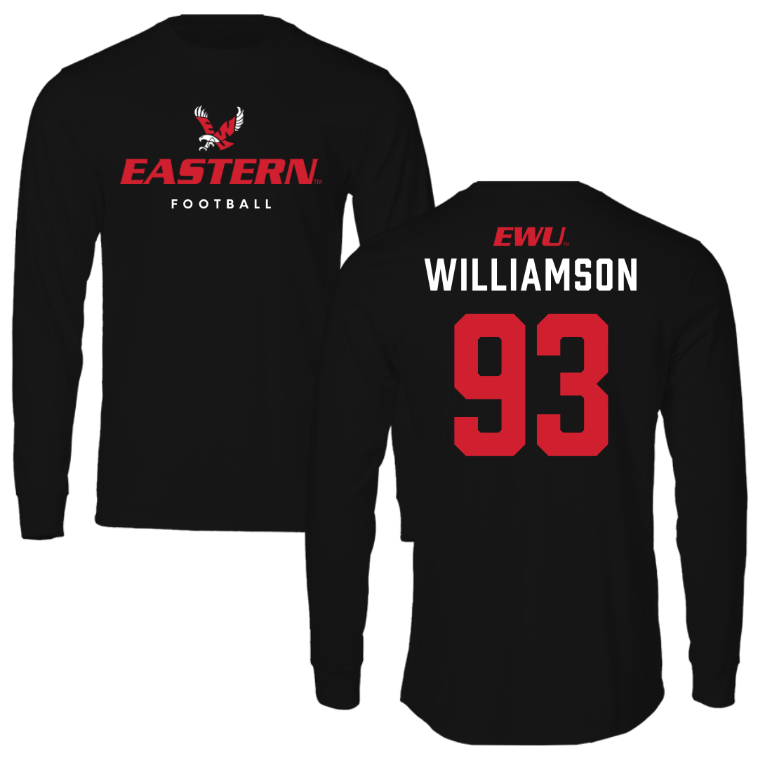 Eastern Washington University Football Black Eastern Long Sleeve - #93 Ethan Williamson