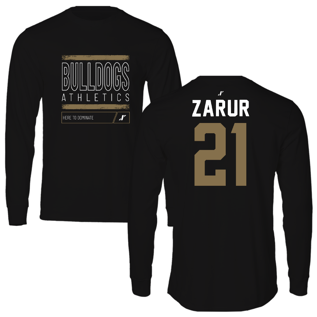 Bryant University Football Black Dominate Performance Long Sleeve - #21 Antonio Zarur