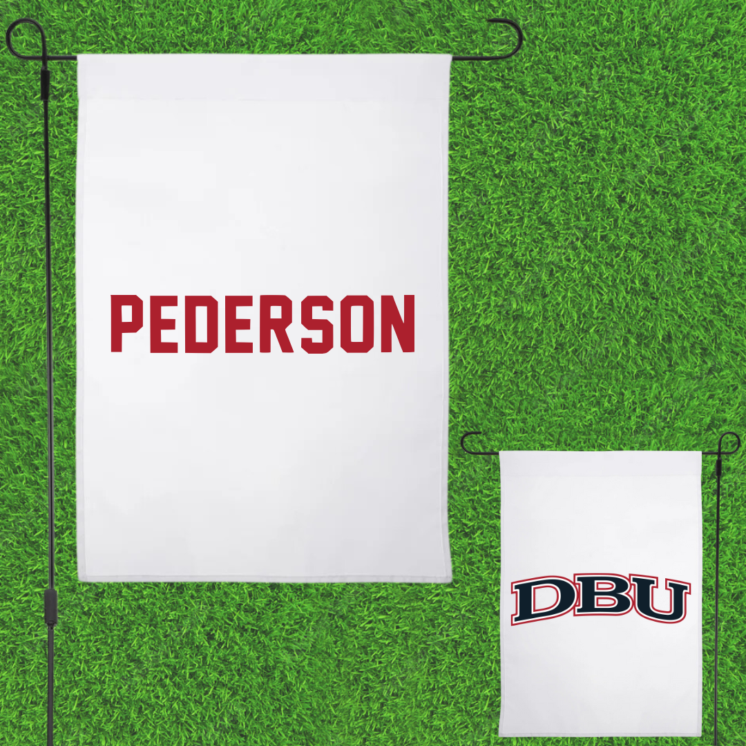 Dallas Baptist University TF and XC White Garden Flag - Maddox Pederson