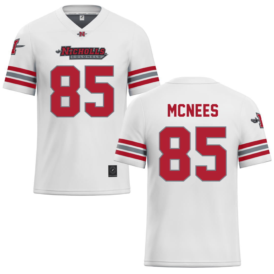Nicholls State University White Football Jersey - #85 Christian Mcnees