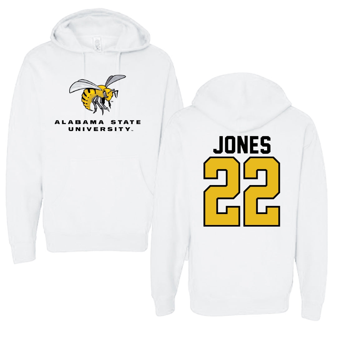 Alabama State University Soccer White Block Hoodie - #22 Summer Jones