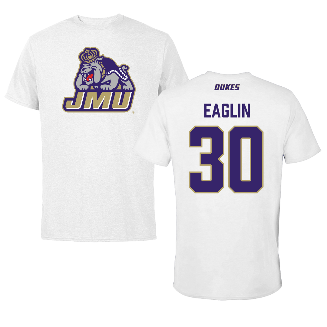 James Madison University Football White Tee - #30 Justin Eaglin