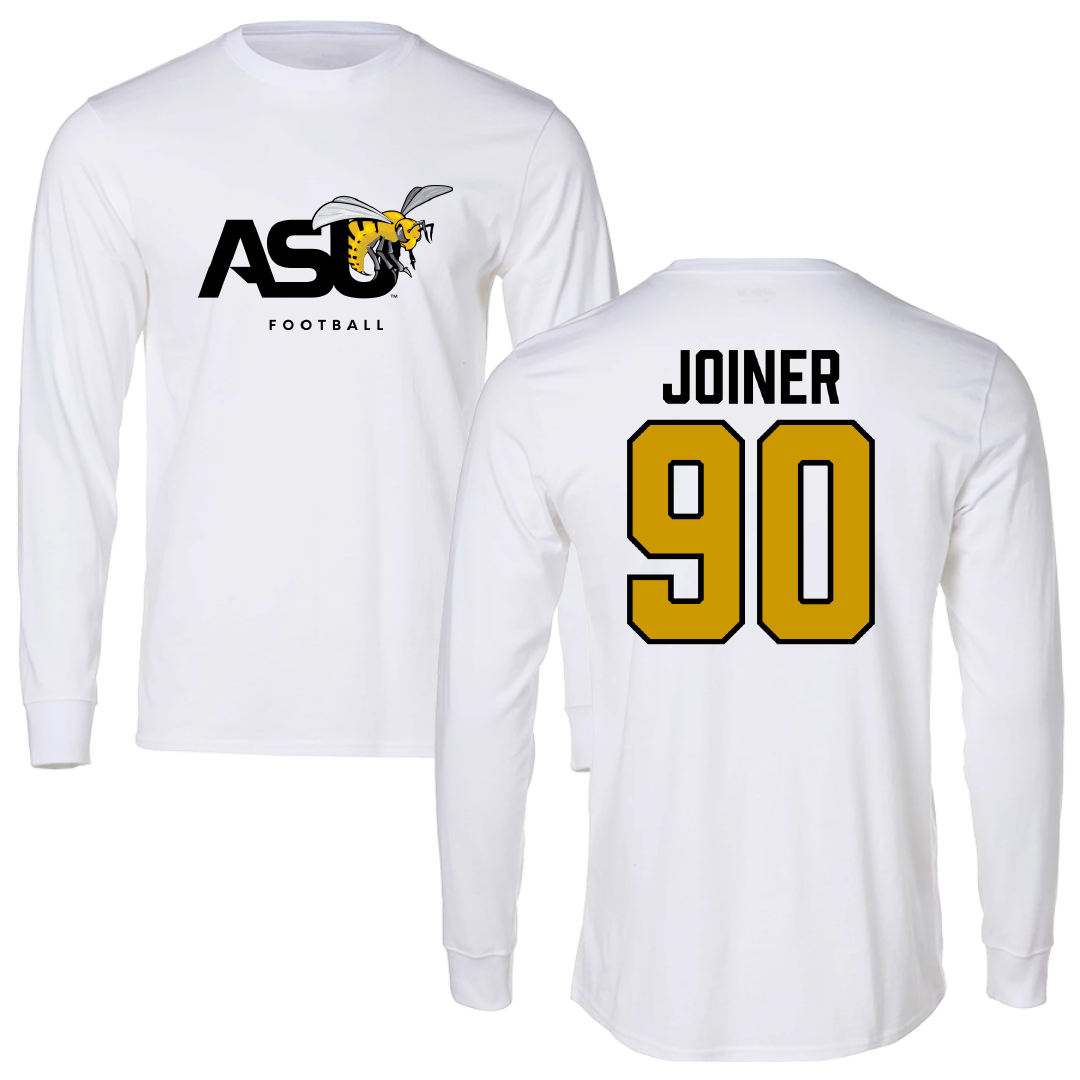 Alabama State University Football White Performance Long Sleeve - #90 Michael Joiner