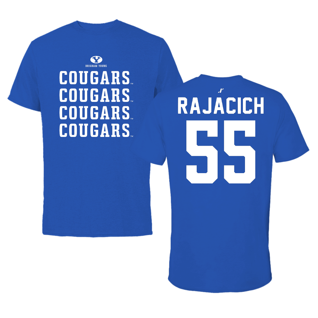 Brigham Young University Baseball Blue General Performance Tee - #55 Seth Rajacich