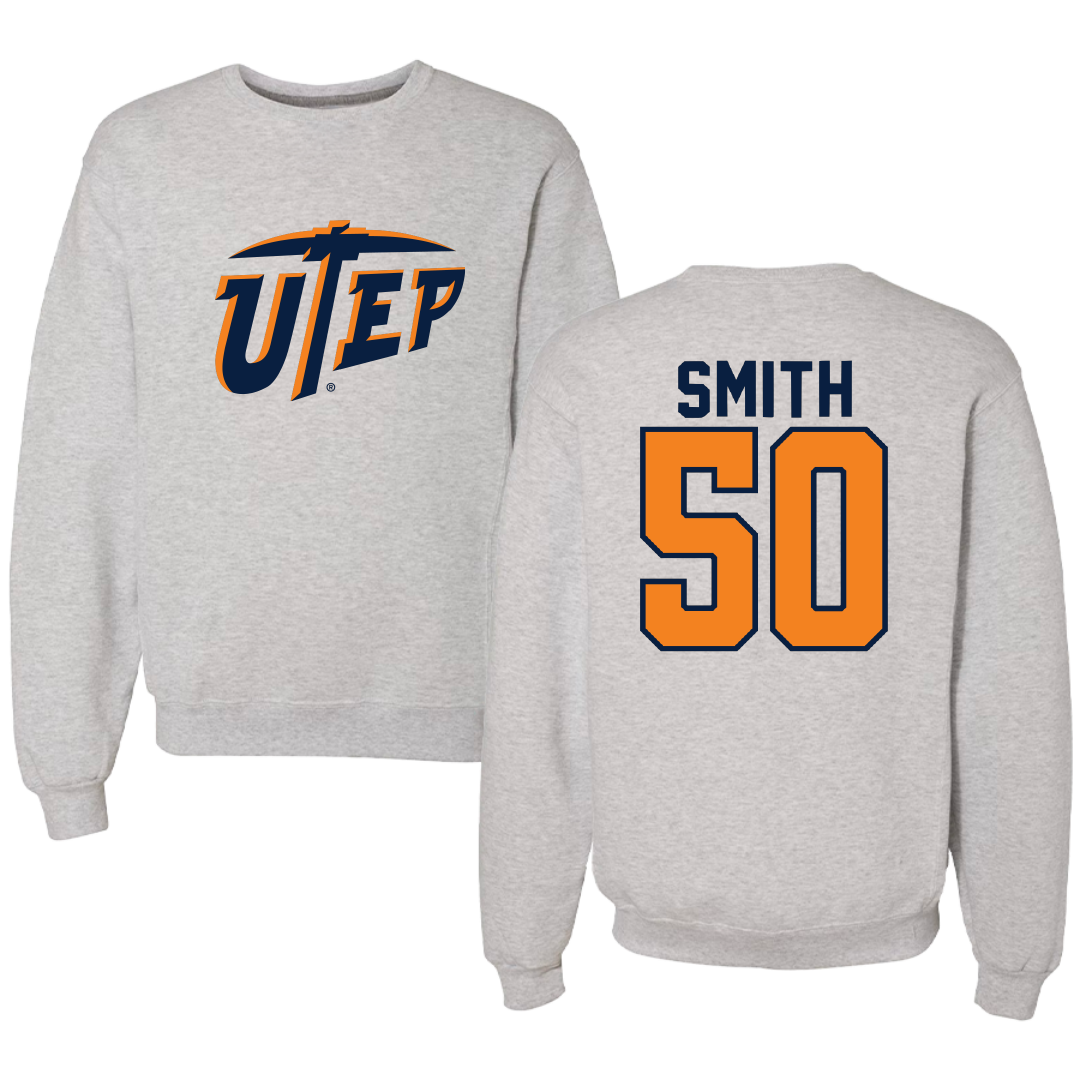 University of Texas at El Paso Football Gray Crewneck - #50 Brennan Smith