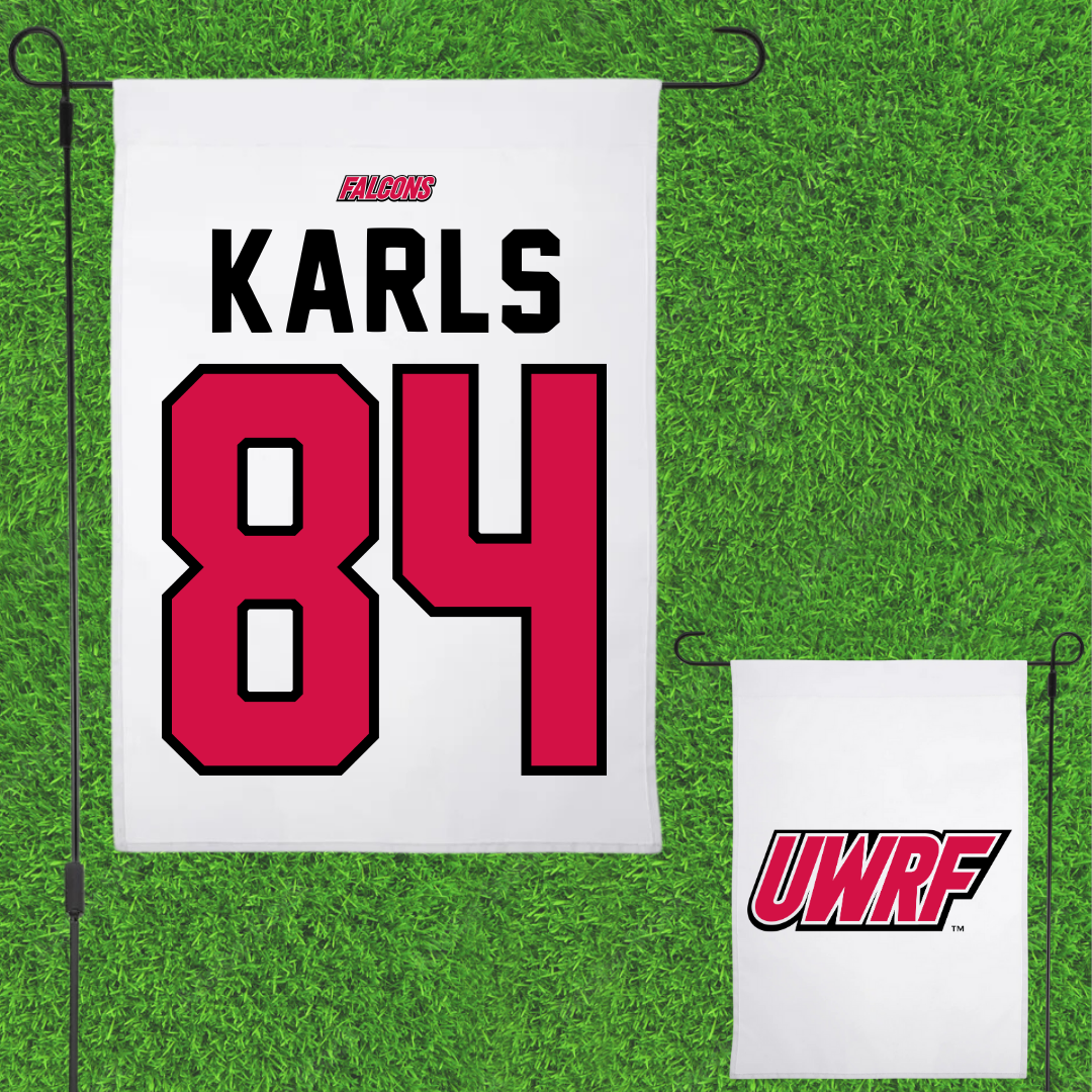 University of Wisconsin-River Falls Football White Garden Flag - #84 Andrew Karls
