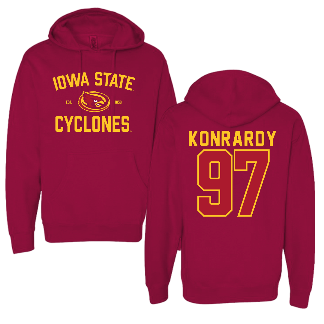 Iowa State University Football Cardinal General Hoodie - #97 Kyle Konrardy