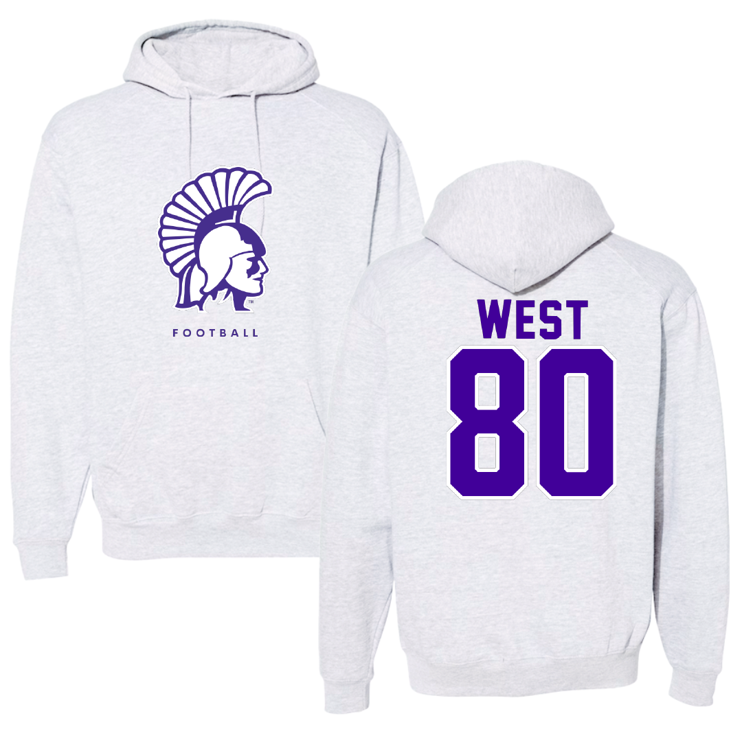 Winona State University Football Gray Hoodie - #80 Jaylen West