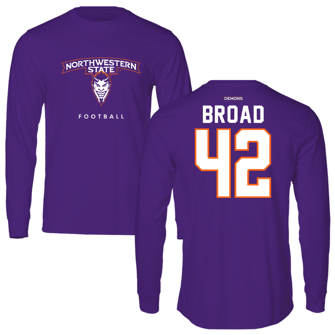 Northwestern State University Football Purple Performance Long Sleeve - #42 Matthew Broad