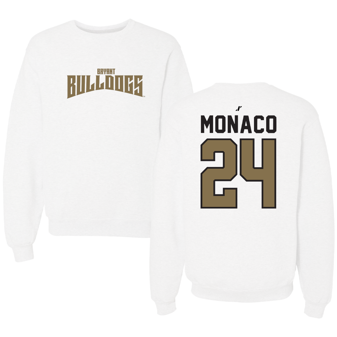 Bryant University Lacrosse White Classic Crewneck - #24 AJ Monaco