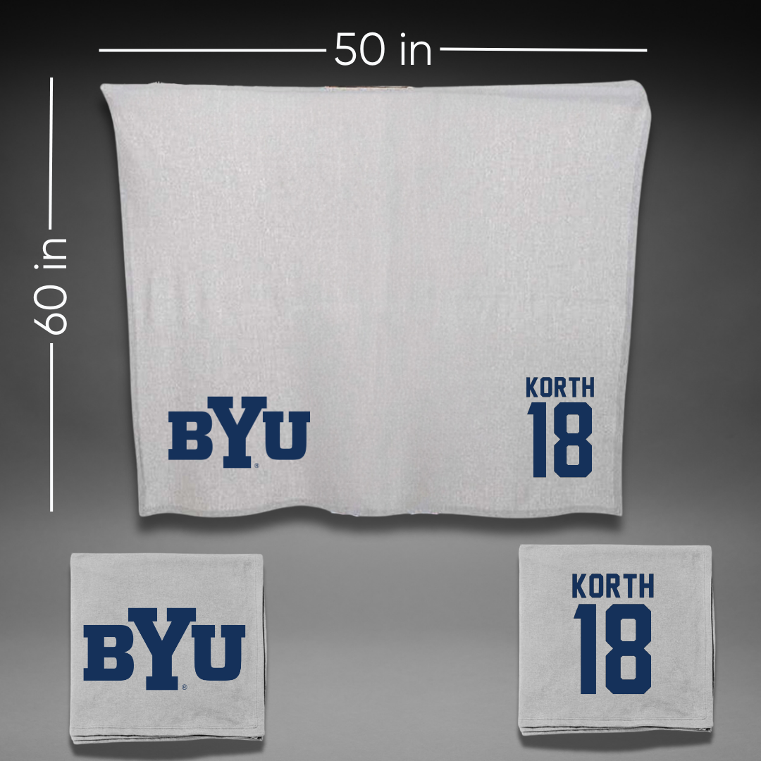 Brigham Young University Softball Gray Blanket - #18 Kaysen Korth