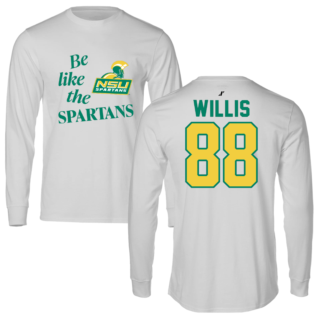 Norfolk State University Football Light Gray Be Like Us Long Sleeve - #88 Toby Willis